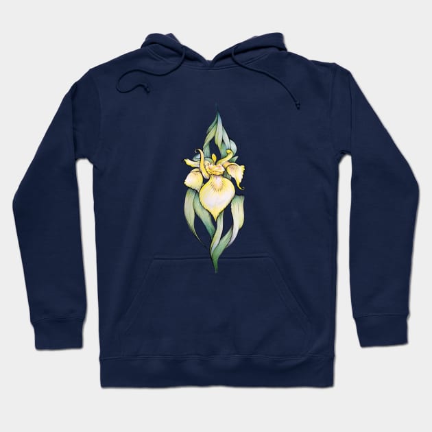 Yellow Iris Flower Hoodie by Yulla